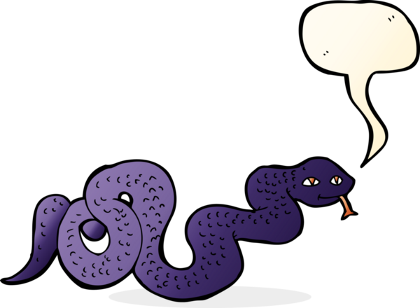 Bir insan tarafından çizilmiş konuşma balonlu çizgi film yılanı.