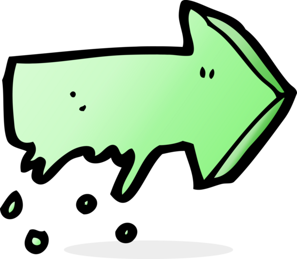 Bir insan tarafından çizilmiş sümüksü ok sembolü.