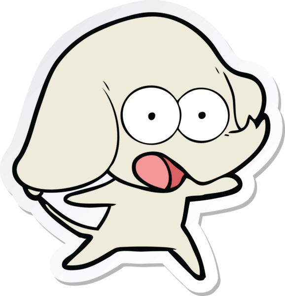 Bir insan tarafından çizilmiş şirin bir fil çıkartması.