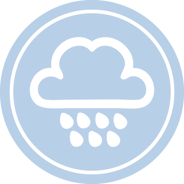 Bir insan tarafından çizilmiş yağmur bulutu dairesel simgesi