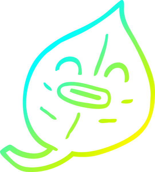 Bir insan tarafından çizilmiş bir çizgi film yaprağının soğuk gradyan çizimi