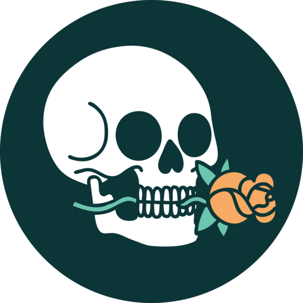 Bir insan tarafından çizilmiş bir kafatasının ikonik dövme şekli