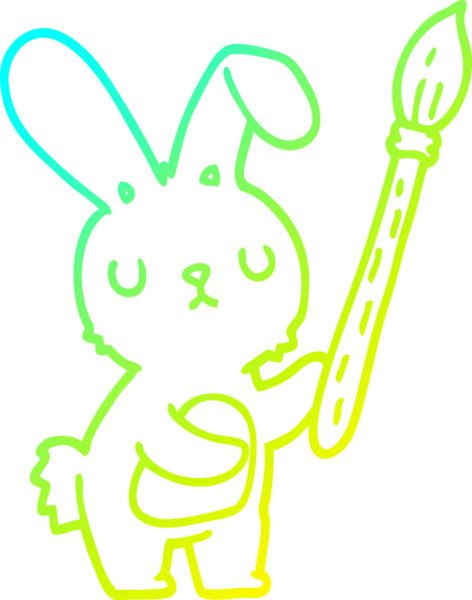 Bir insan tarafından çizilmiş fırçalı çizgi film tavşanı çizimi