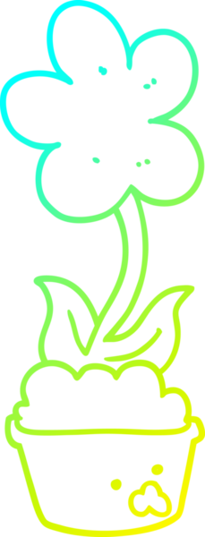 Bir insanın çizdiği karikatür çiçeğinin soğuk gradyan çizgisi.