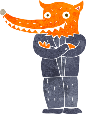 Bir insan tarafından çizilmiş tilki adam.