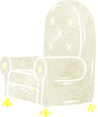 Bir insan tarafından çizilmiş mavi bir koltuğun karalaması.