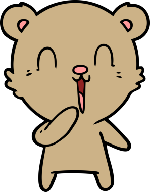 Bir insan tarafından çizilmiş mutlu bir çizgi film ayısı.