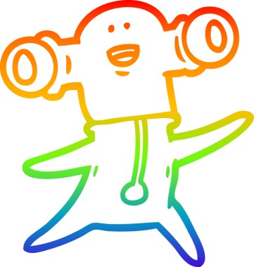 Gökkuşağı gradyan çizgisi, bir insan tarafından çizilmiş dost bir uzaylı çizgi filmi.