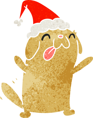 Bir insan tarafından çizilmiş Kawaii köpeğinin eski bir karikatürü.