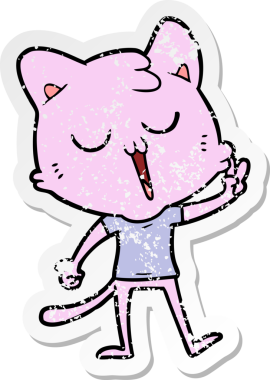 Bir insan tarafından çizilmiş çizgi film kedisinin sıkıntılı çıkartması.