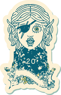 Retro Dövme Tarzı Cüce Bir insan tarafından çizilmiş 20 zar atışıyla