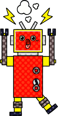 bir insan tarafından çizilmiş bir robotun çizgi roman tarzı