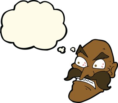 Bir insan tarafından çizilmiş düşünce baloncuğu olan kızgın yaşlı bir adam.