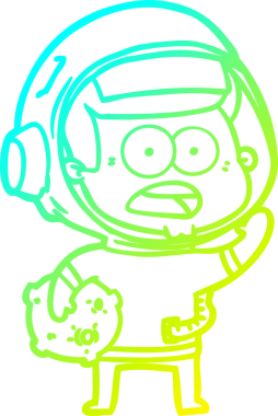 Bir insan tarafından çizilmiş ay taşı tutan bir astronotun soğuk gradyan çizimi şaşırttı.