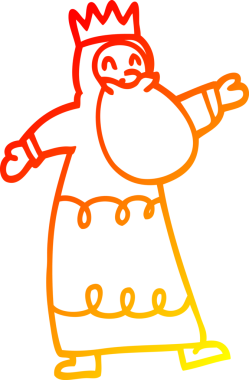 Bir insan tarafından çizilmiş karikatür bilge bir kralın sıcak çizgi çizimi