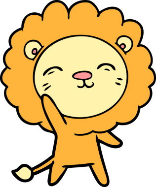 Bir insan tarafından çizilmiş çizgi film aslanı.