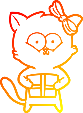 Bir insan tarafından çizilmiş çizgi film kedisinin sıcak çizgi çizimi