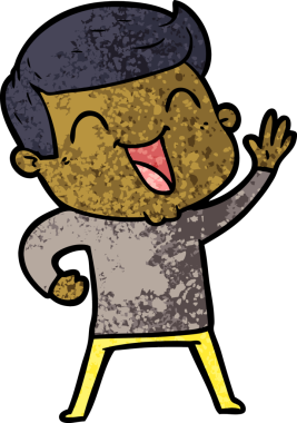 Bir insan tarafından çizilmiş gülen çizgi film adamı.