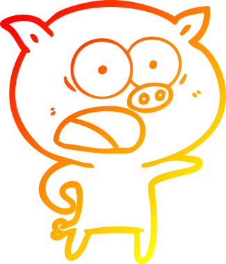 Bir insan tarafından çizilmiş bağıran çizgi film domuzu çizimi.