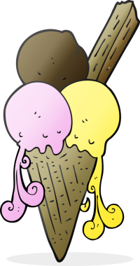 Bir insan tarafından çizilmiş karikatür dondurma külahı.