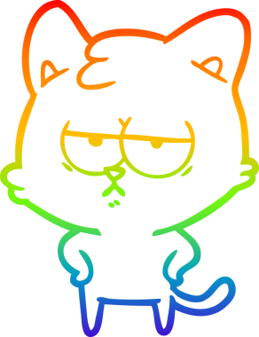 gökkuşağı gradyan çizimi bir insan tarafından çizilmiş sıkılmış çizgi film kedisi