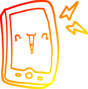 Bir insan tarafından çizilmiş şirin bir cep telefonunun sıcak gradyan çizimi