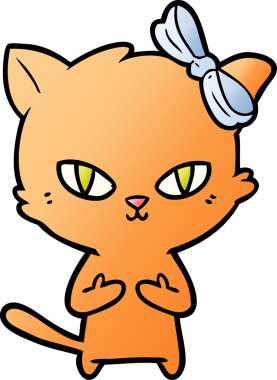 Bir insan tarafından çizilmiş sevimli çizgi film kedisi.