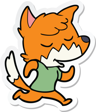 Bir insan tarafından çizilmiş dost canlısı bir tilkinin çıkartması.