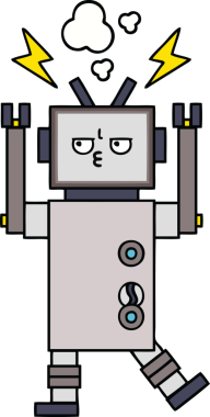 Bir insan tarafından çizilmiş sevimli bir robot karikatürü.