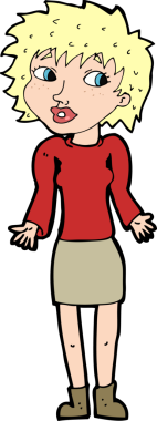 Bir insan tarafından çizilmiş omuz silken çizgi filmdeki kadın.