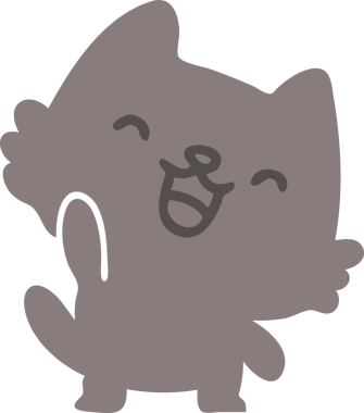 Bir insan tarafından çizilmiş mutlu çizgi film kedisi.