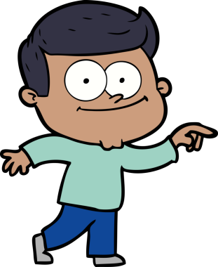 Bir insan tarafından çizilmiş mutlu bir adam.