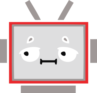 Bir insan tarafından çizilmiş robot kafasının düz renkli retro karikatürü