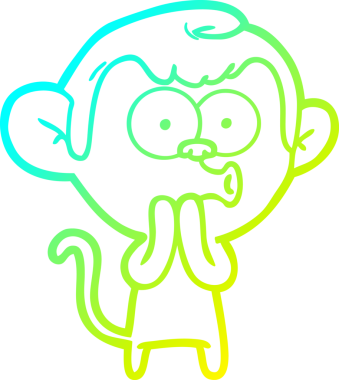 Bir insan tarafından çizilen korna çalan bir maymunun soğuk çizgi çizimi.