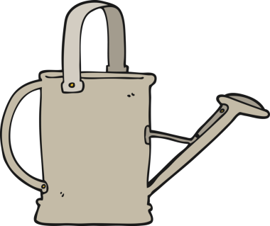 Bir insan tarafından çizilmiş çizgi film sulama kutusu.