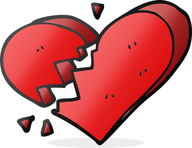 Bir insan tarafından çizilmiş kırık kalp karikatürü.