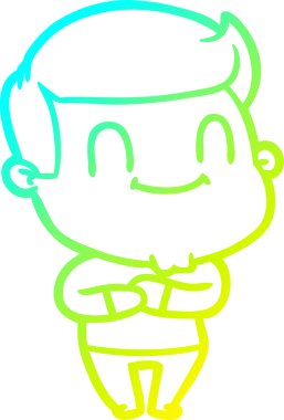 Bir insan tarafından çizilmiş mutlu bir adamın soğuk çizgi çizimi.