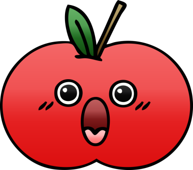 Bir insan tarafından çizilmiş kırmızı bir elmanın gölgeli çizgi filmi.