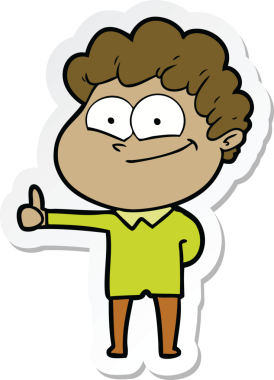 Bir insan tarafından çizilmiş mutlu bir adamın çıkartması.