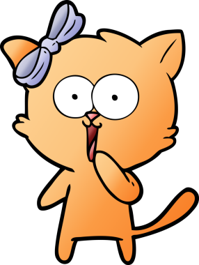 Bir insan tarafından çizilmiş çizgi film kedisi.