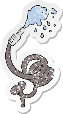 Bir insan tarafından çizilmiş karikatür hortumu çıkartması.