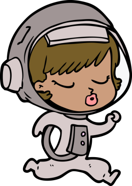 Bir insan tarafından çizilmiş güzel astronot kız.