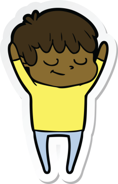 Bir insan tarafından çizilmiş mutlu bir çocuğun çıkartması.