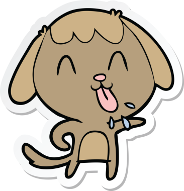 Bir insan tarafından çizilmiş şirin bir köpeğin çıkartması.