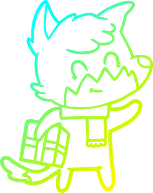 Bir insan tarafından çizilmiş mutlu tilki çizgi filmi.