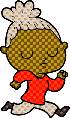 Bir insan tarafından çizilmiş sakin bir kadın çizgi filmi.