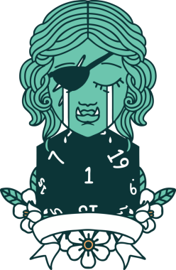 Retro Dövme Tarzı Ağlayan Ork Haydut Karakteri Bir insan tarafından çizilmiş doğal bir rulo