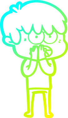 Bir insan tarafından çizilmiş endişeli çizgi film çocuğunun soğuk gradyan çizgisi.