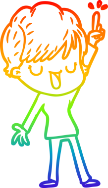 gökkuşağı gradyan çizimi bir insan tarafından çizilmiş mutlu bir kadın çizgi