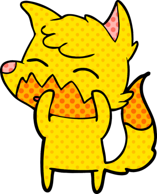 Bir insan tarafından çizilmiş tilki çizgi film karakteri